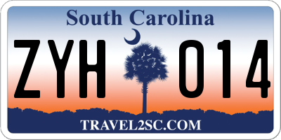 SC license plate ZYH014