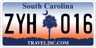SC license plate ZYH016