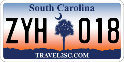 SC license plate ZYH018