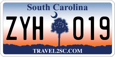 SC license plate ZYH019