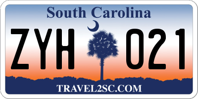 SC license plate ZYH021