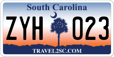 SC license plate ZYH023