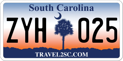 SC license plate ZYH025