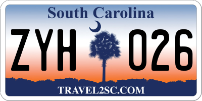 SC license plate ZYH026