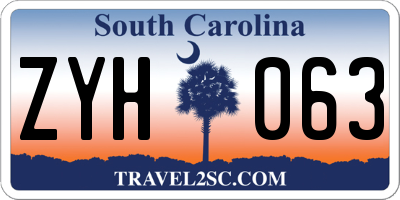 SC license plate ZYH063