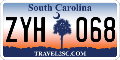 SC license plate ZYH068