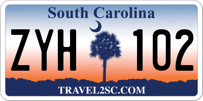 SC license plate ZYH102