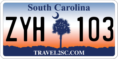 SC license plate ZYH103