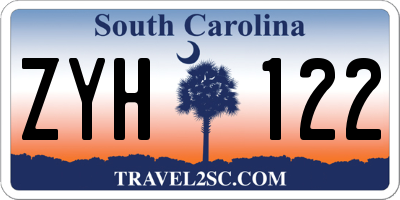 SC license plate ZYH122