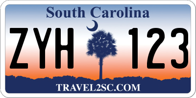 SC license plate ZYH123