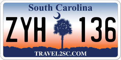 SC license plate ZYH136