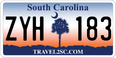 SC license plate ZYH183