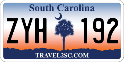 SC license plate ZYH192