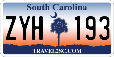SC license plate ZYH193
