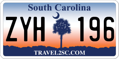 SC license plate ZYH196