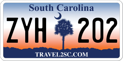 SC license plate ZYH202