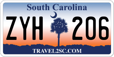 SC license plate ZYH206