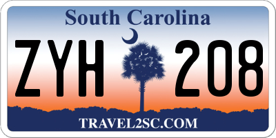 SC license plate ZYH208