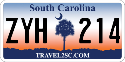 SC license plate ZYH214