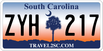 SC license plate ZYH217