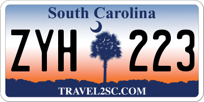 SC license plate ZYH223
