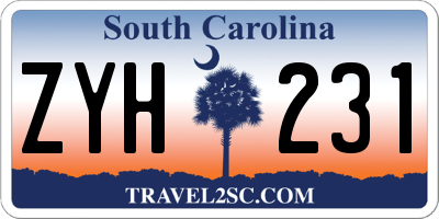 SC license plate ZYH231