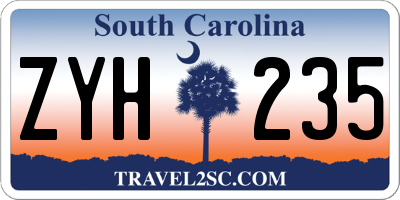 SC license plate ZYH235
