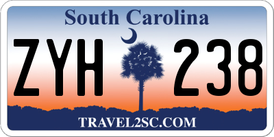 SC license plate ZYH238