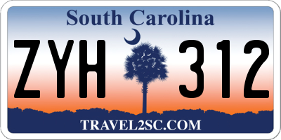SC license plate ZYH312