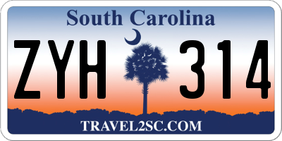 SC license plate ZYH314