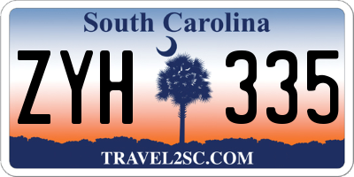 SC license plate ZYH335