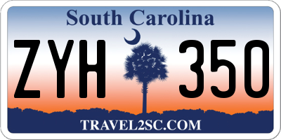 SC license plate ZYH350