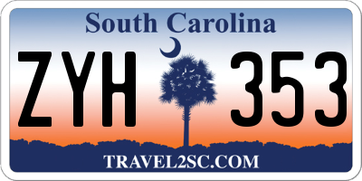 SC license plate ZYH353