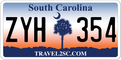 SC license plate ZYH354