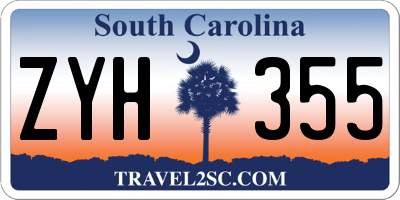 SC license plate ZYH355