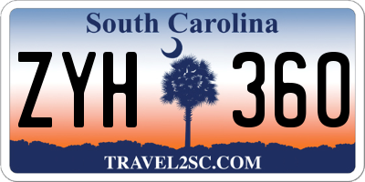 SC license plate ZYH360