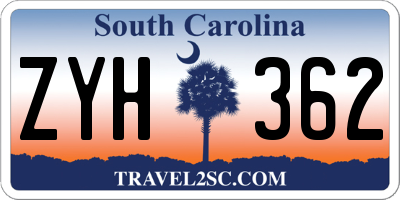 SC license plate ZYH362