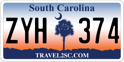SC license plate ZYH374