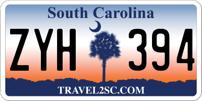 SC license plate ZYH394
