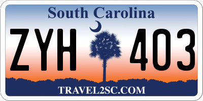 SC license plate ZYH403