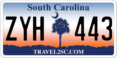 SC license plate ZYH443