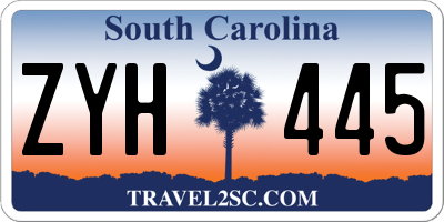 SC license plate ZYH445