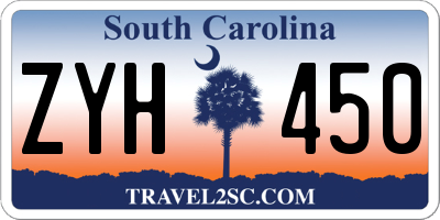 SC license plate ZYH450