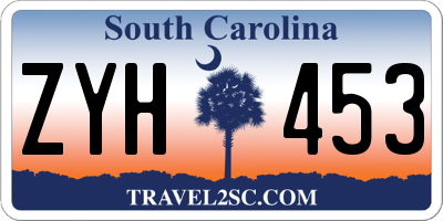 SC license plate ZYH453
