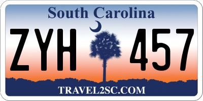 SC license plate ZYH457