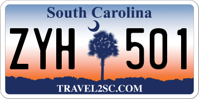 SC license plate ZYH501