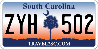 SC license plate ZYH502