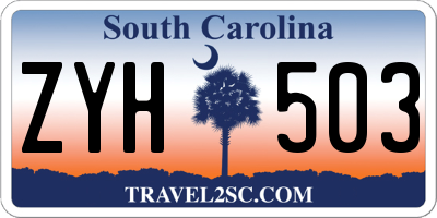 SC license plate ZYH503