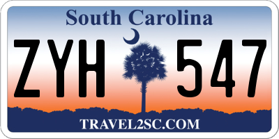 SC license plate ZYH547