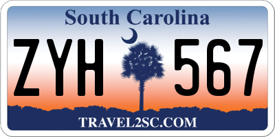SC license plate ZYH567